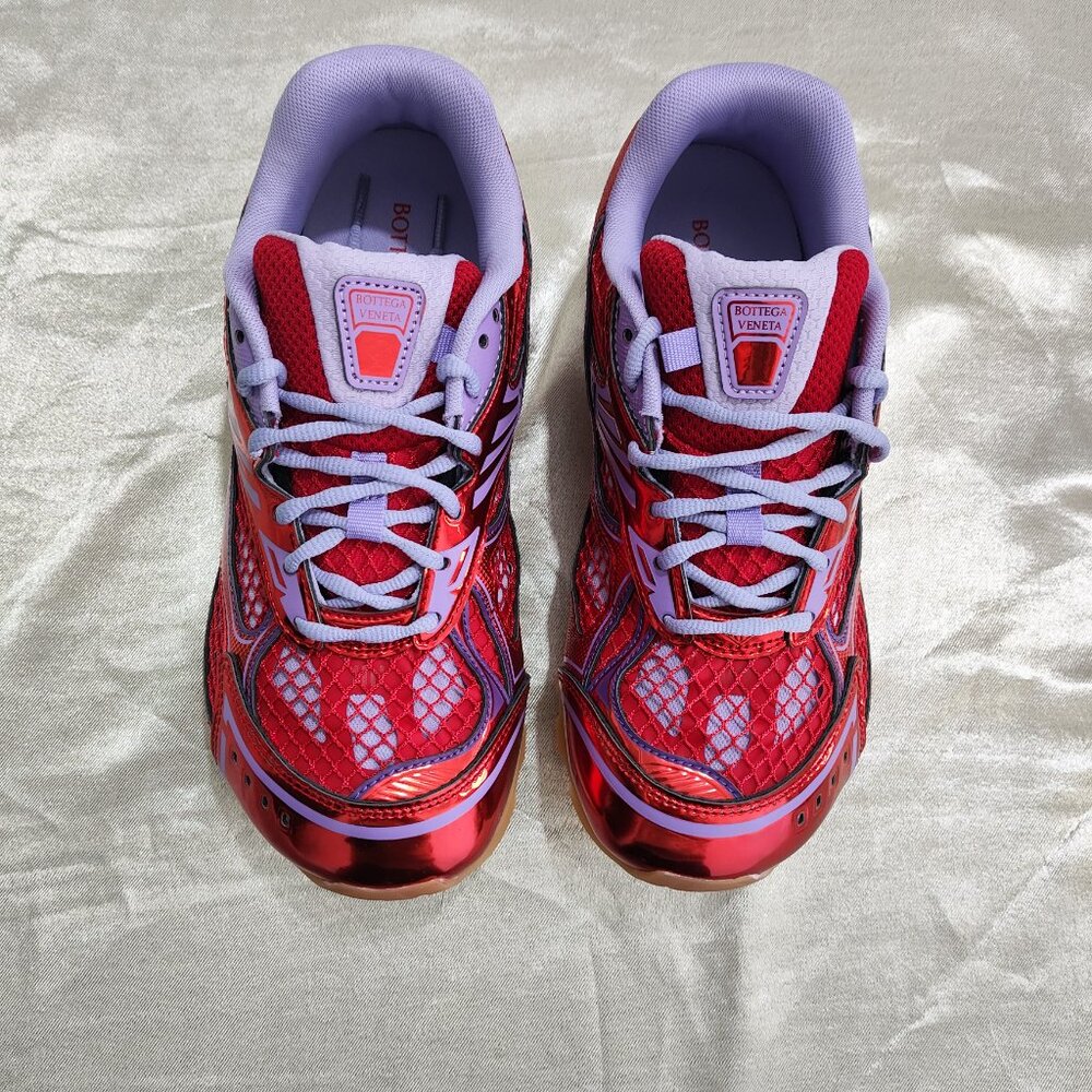 Bottega Veneta Red & Purple Mesh Sneakers View 2